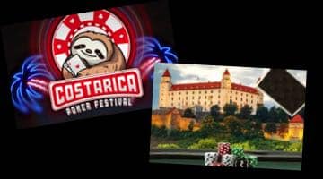 Reklambilder för pokerfestivalerna Costa Rica Poker Festival och The Festival Bratislava