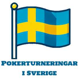 Bild på svenska flaggan. Under flaggan står det "Pokerturneringar i Sverige"