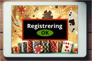 Någon registrerar sig hos en pokersajt via mobilen.