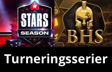 Loggor för turneringsserierna Stars Season och Bounty Hunter Series hos PokerStars och Coolbet